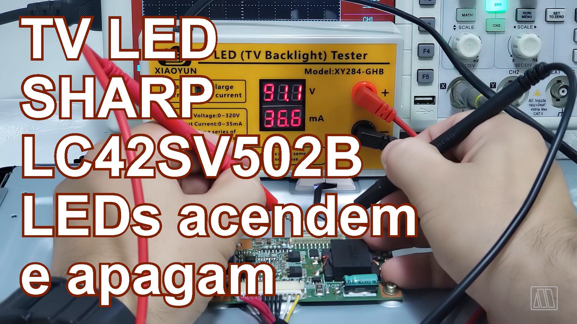 TV LED Sharp LC42SV502B LEDs acendem e apagam